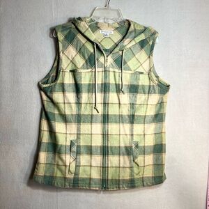 Pendleton Women’s Green Plaid Wool Vest Sz  XL with Zipper Slash Pockets